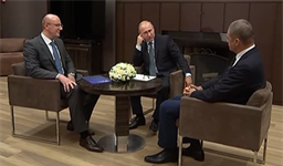 Встреча Президента России Владимира Путина с Александром Медведевым и Дмитрием Чернышенко